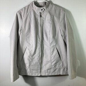 Womens‎ Susan Graver Suede Look Moto Style Zip Jacket Gray M